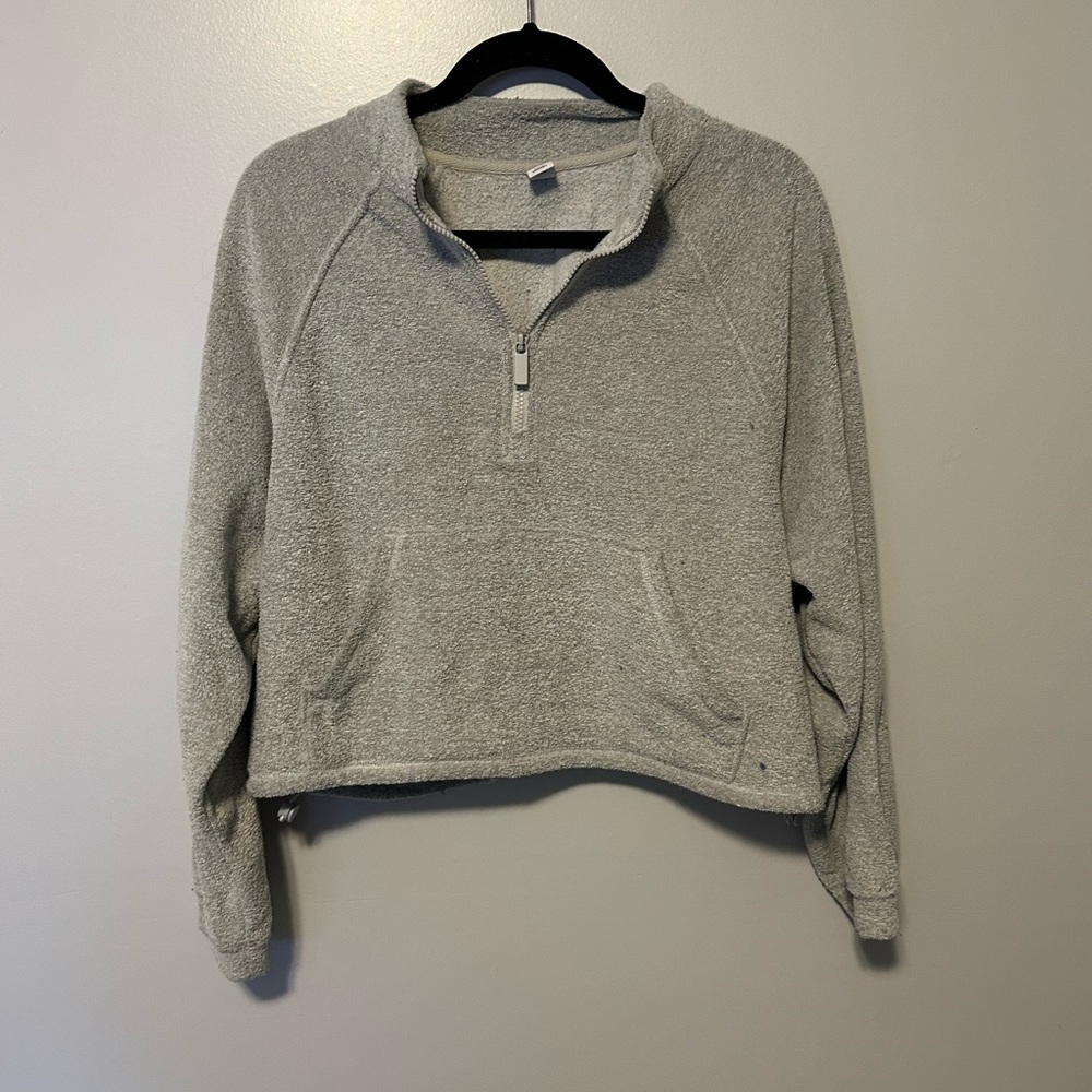 Old Navy Light Gray Women's Quarter-Zip Sweatshirt